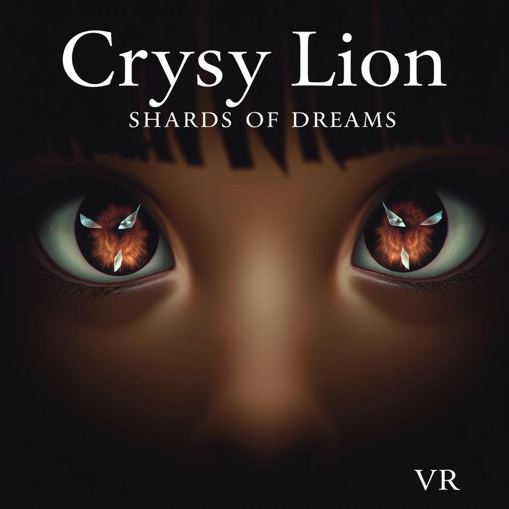 A close-up of a girl's brown eyes, reflecting shards of a crystal lion in the pupils and a blurred silhouette of the SNU campus