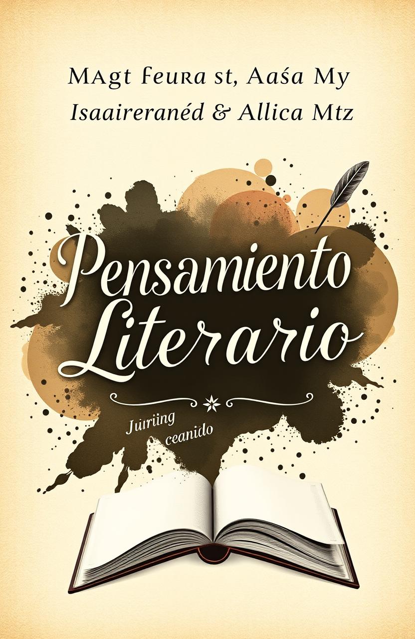 A creative book cover design featuring the title 'Pensamiento Literario' prominently displayed in elegant, artistic typography