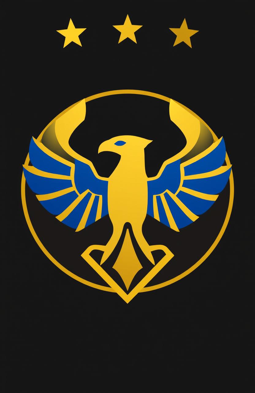 A striking and appealing political party logo featuring a combination of golden and blue colors