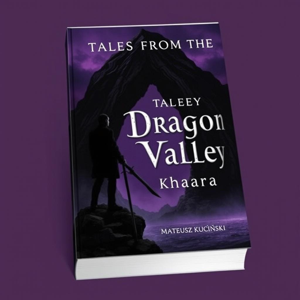A dark fantasy themed book cover featuring a lone human figure positioned slightly to the left in the foreground, looking towards the entrance of a dark cave in the background