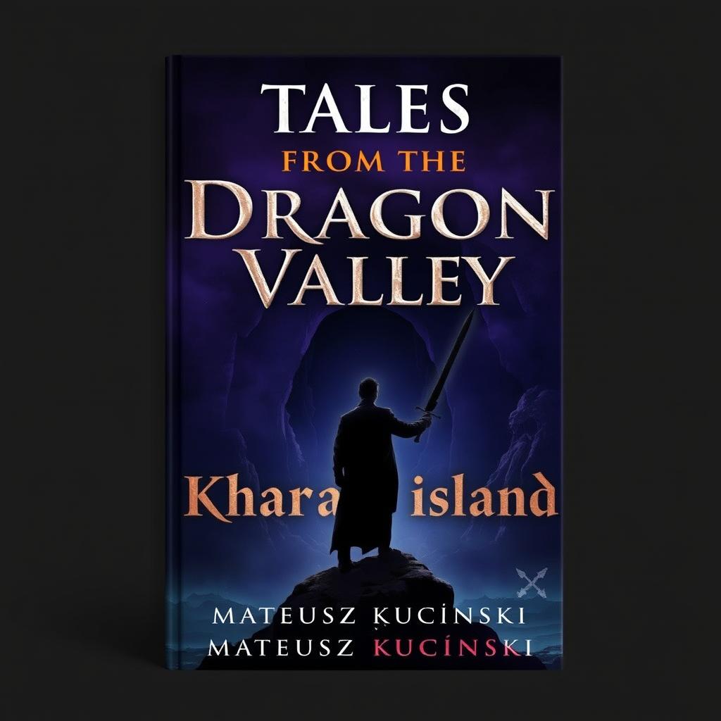 A mesmerizing dark fantasy themed book cover featuring a solitary human figure positioned slightly to the left in the foreground, gazing intently at the ominous entrance of a dark cave in the background