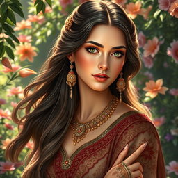 A stunning portrait of Rudabeh from the Shahnameh, showcasing her exceptional beauty