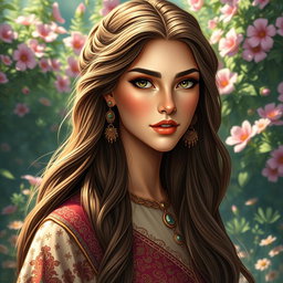 A stunning portrait of Rudabeh from the Shahnameh, showcasing her exceptional beauty