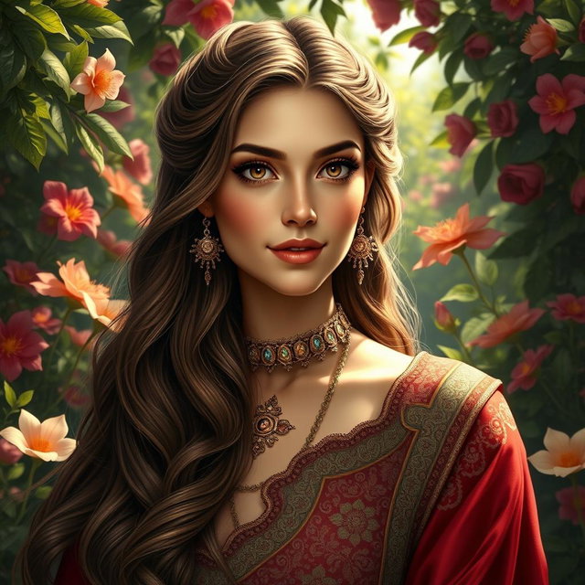 A stunning portrait of Rudabeh from the Shahnameh, showcasing her exceptional beauty