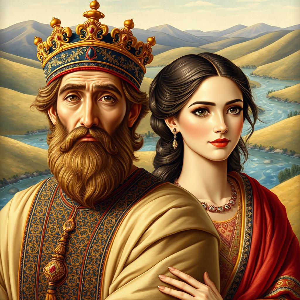 A middle-aged portrayal of Key Khosrow and his wife, Tahmineh, from the Shahnameh by Ferdowsi