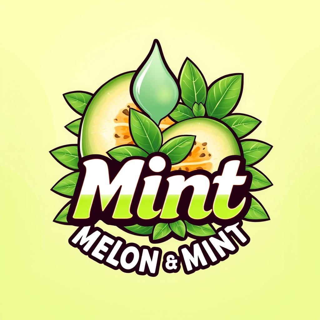 Logo design for a shisha liquid flavor that combines melon and mint