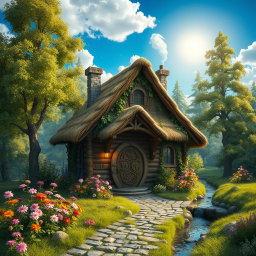 A beautiful fantasy starter house in a magical forest