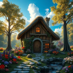A beautiful fantasy starter house in a magical forest