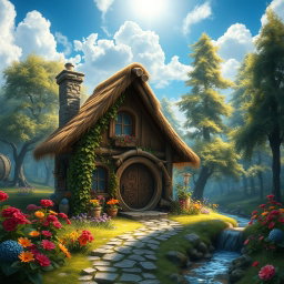 A beautiful fantasy starter house in a magical forest