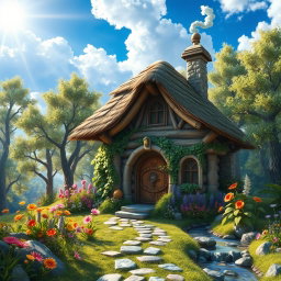A beautiful fantasy starter house in a magical forest