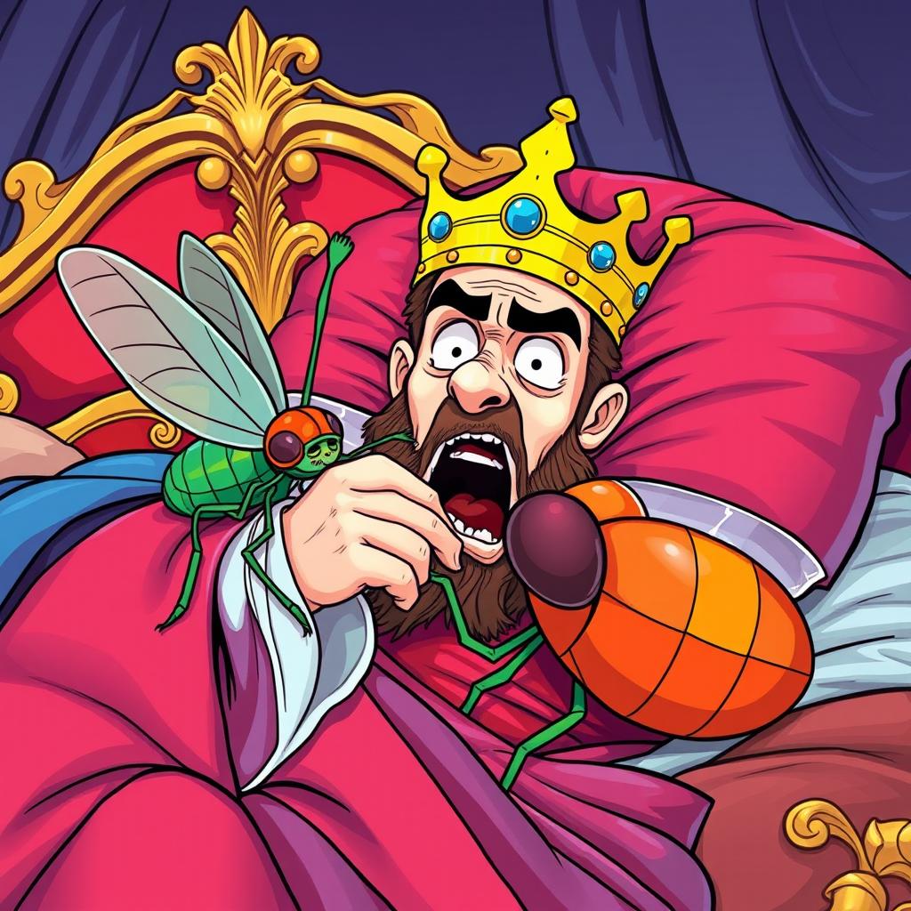 Regal King Meets His Match: The Comedic Bug Bite!