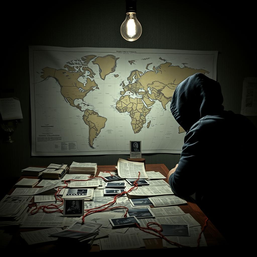 A mysterious and thought-provoking visual representation of a conspiracy theme