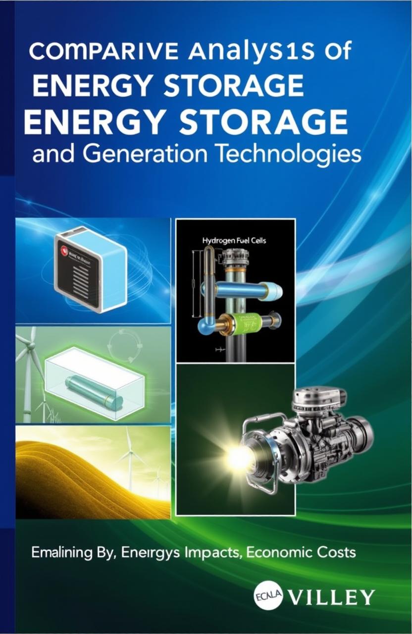 A visually striking cover image for a book titled 'Comparative Analysis of Energy Storage and Generation Technologies'