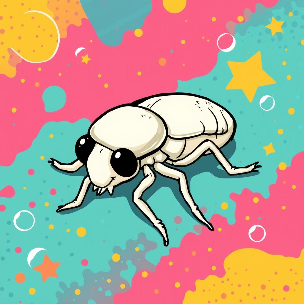 Humorous Illustration of a Dead Flea