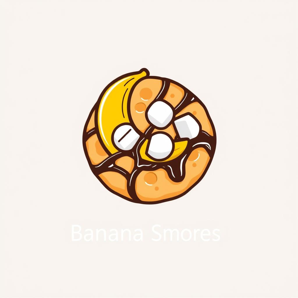 A creative and eye-catching logo design featuring a banana smores cookie