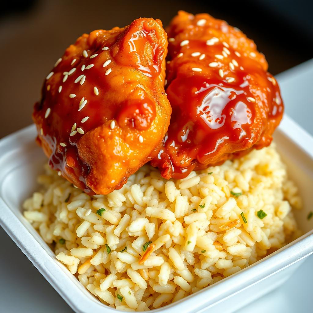 Irresistible Garlic Rice with Honey-Glazed Fried Chicken