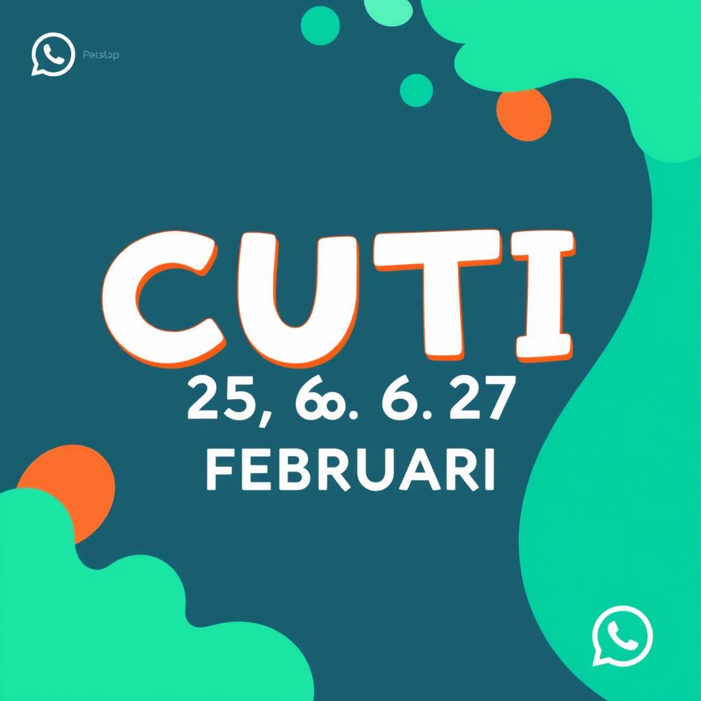 A stylish and modern graphic design featuring the text 'CUTI 25, 26, 27 FEBRUARI' prominently displayed