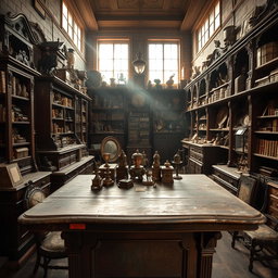 An old antique shop, filled with dusty treasures and vintage items