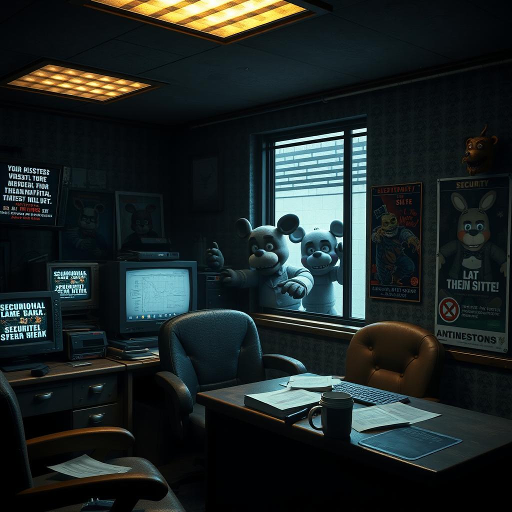 A Five Nights at Freddy's themed office scene