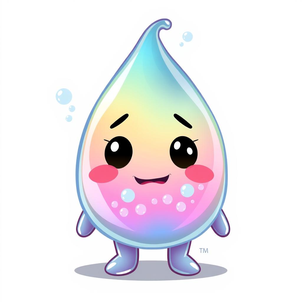 A unique character named Blorpy, designed as a gelatinous droplet with expressive eyes and a mouth that changes shape