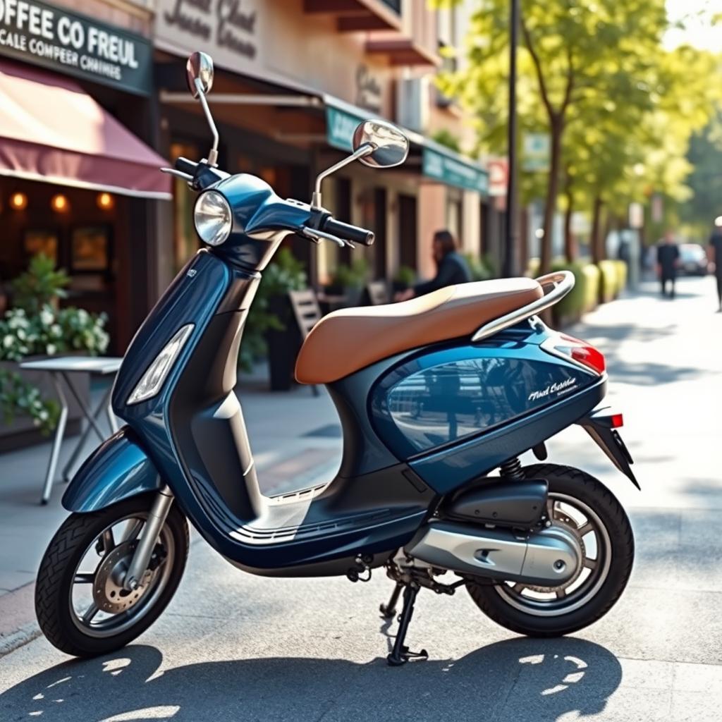A realistic image of an easy-to-handle scooter, showcasing a sleek and modern design
