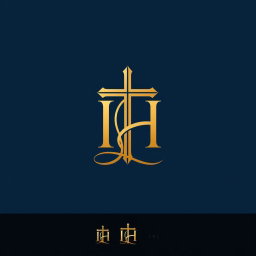 A modern and elegant logo design that seamlessly combines a Christian Cross with the letters 'IH' arranged in a stylish monogram format