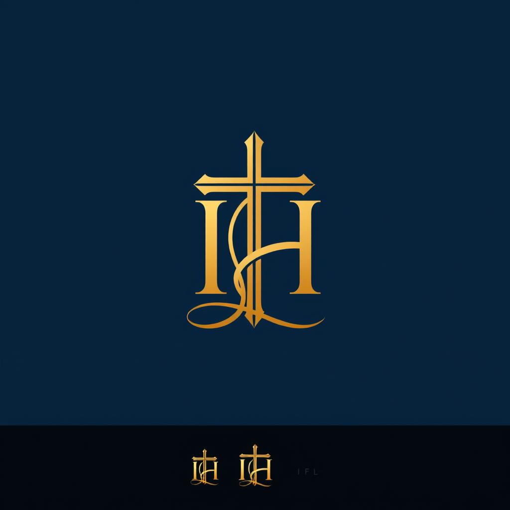 A modern and elegant logo design that seamlessly combines a Christian Cross with the letters 'IH' arranged in a stylish monogram format