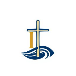 A modern and elegant logo design that seamlessly combines a Christian Cross with the letters 'IH' arranged in a stylish monogram format