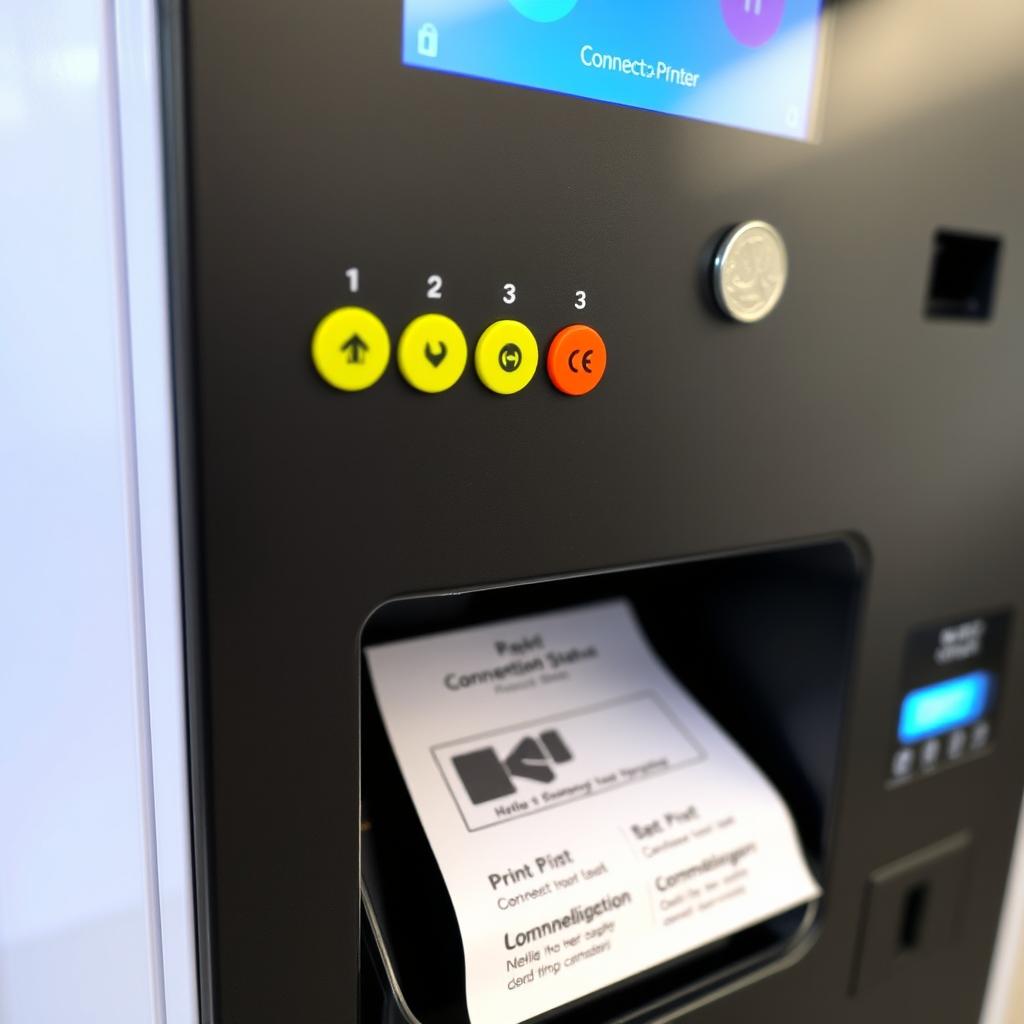 A modern printer vending machine designed for convenience, featuring a Bluetooth connection for mobile phones