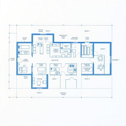 A blueprint of a clinical laboratory with labeled sections, including departments like Hematology, Microbiology, Biochemistry, Pathology, Immunology, and Blood Bank