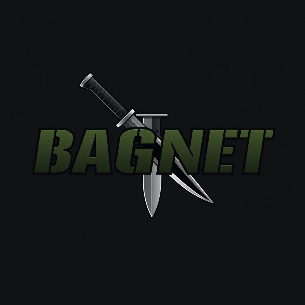 A dynamic and powerful logo design for a private military company named 'BAGNET'