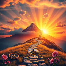 A powerful symbol representing the pursuit of life goals in a dreamlike landscape