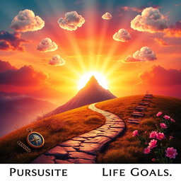 A powerful symbol representing the pursuit of life goals in a dreamlike landscape