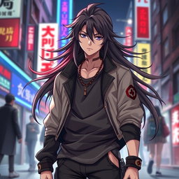 A character inspired by Hajime Kashimo from Jujutsu Kaisen, featuring long, flowing hair styled like Gen Narumi's