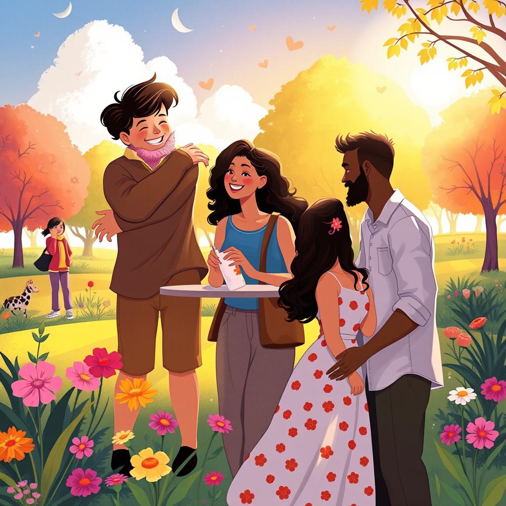 An enchanting illustration showcasing the theme of love and connection among people