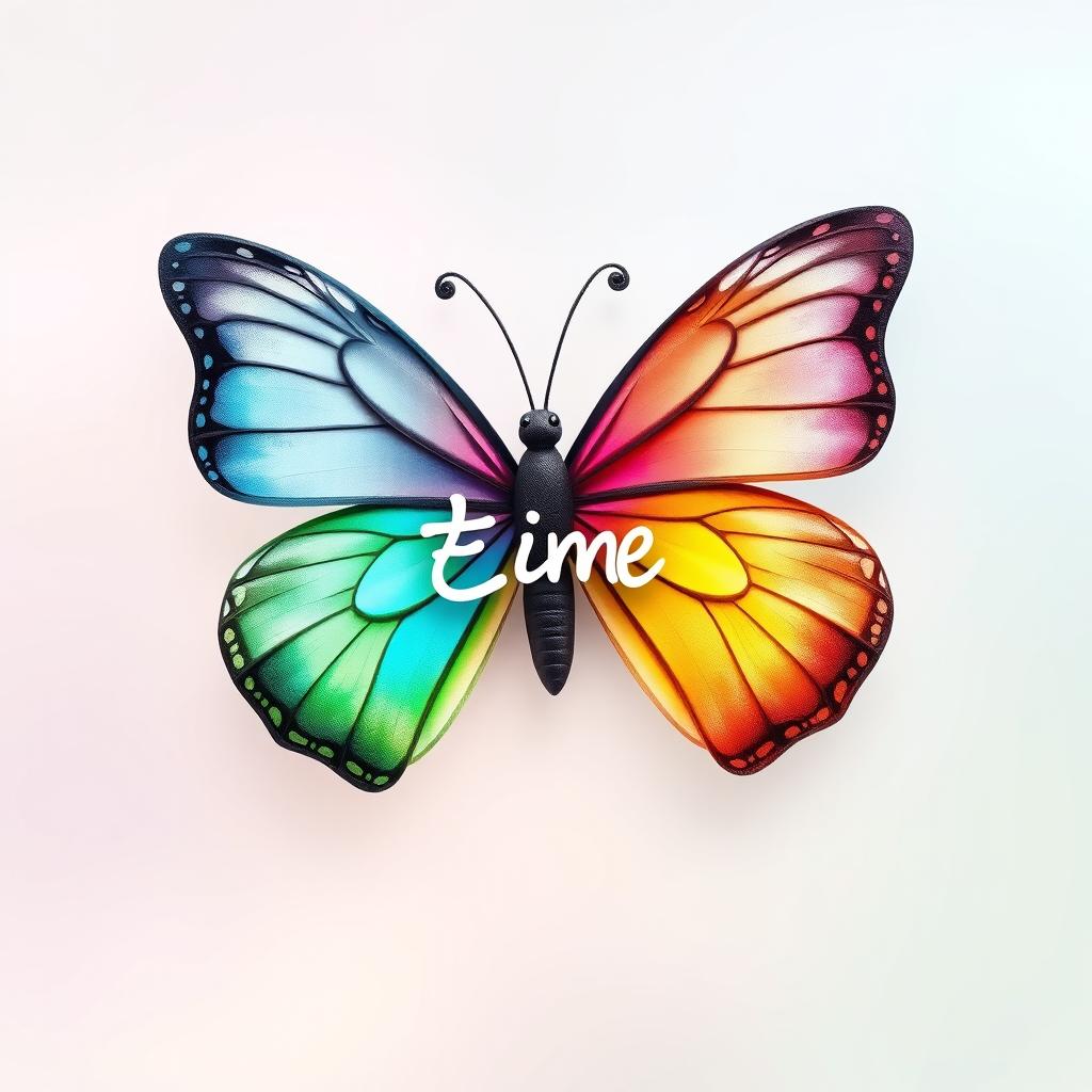 A beautiful butterfly with intricate and colorful wings, featuring the name 'سلینا' elegantly crafted in a stylish font nestled between the left and right wings