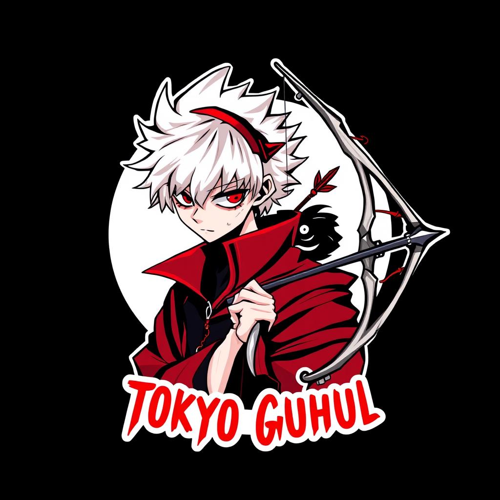 A creative and unique logo design combining elements of Juuzou Suzuya from Tokyo Ghoul and Artemis from Greek mythology