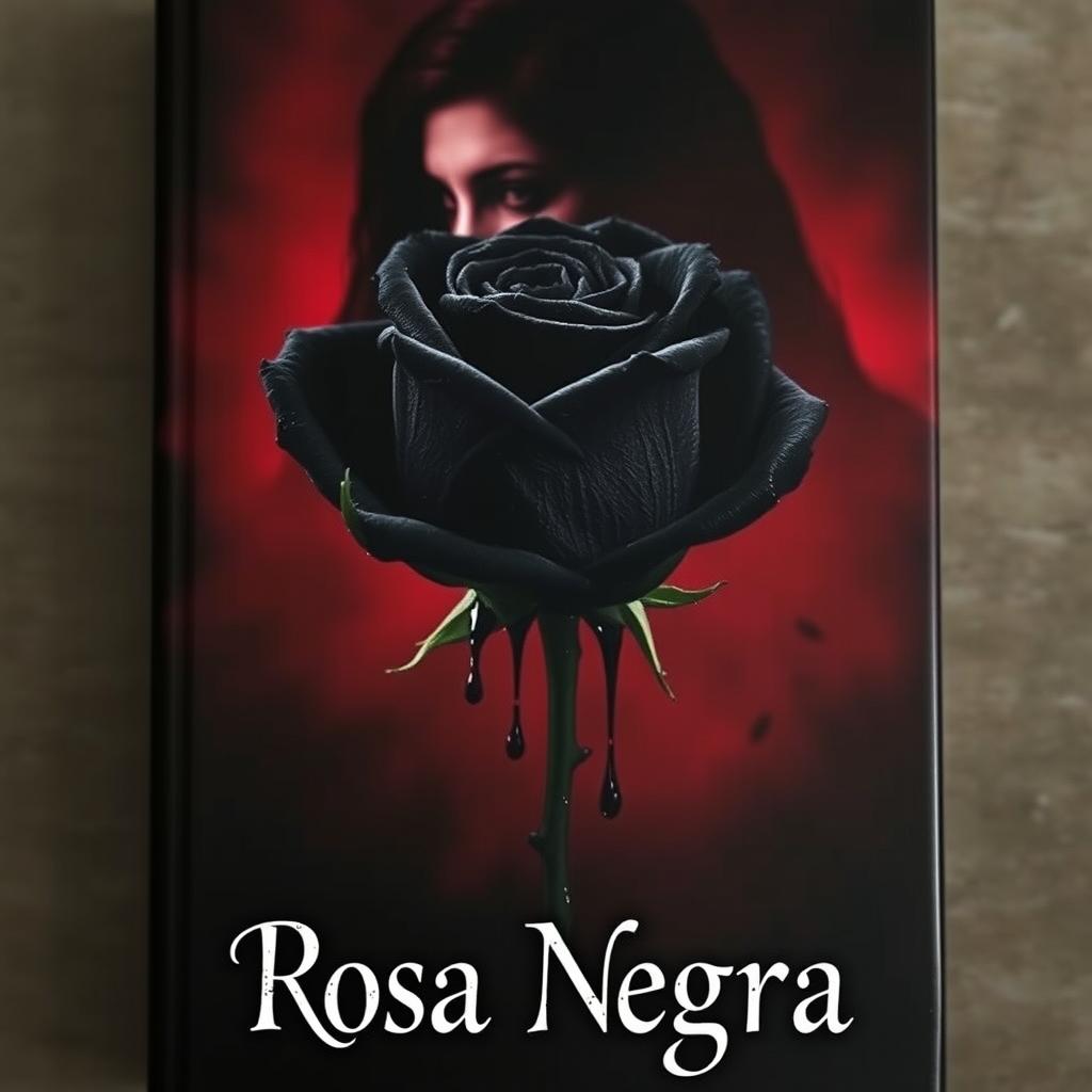 A dark and eerie book cover for a psychological horror novel titled 'Rosa Negra'