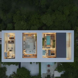 Design a two-story modern minimalist villa on a 100 square meter plot near Panai. Features include an infinity pool, a rooftop open-space relaxation area, a living room for socializing, a car port on the first floor, and a bathroom on each floor with two bedrooms.