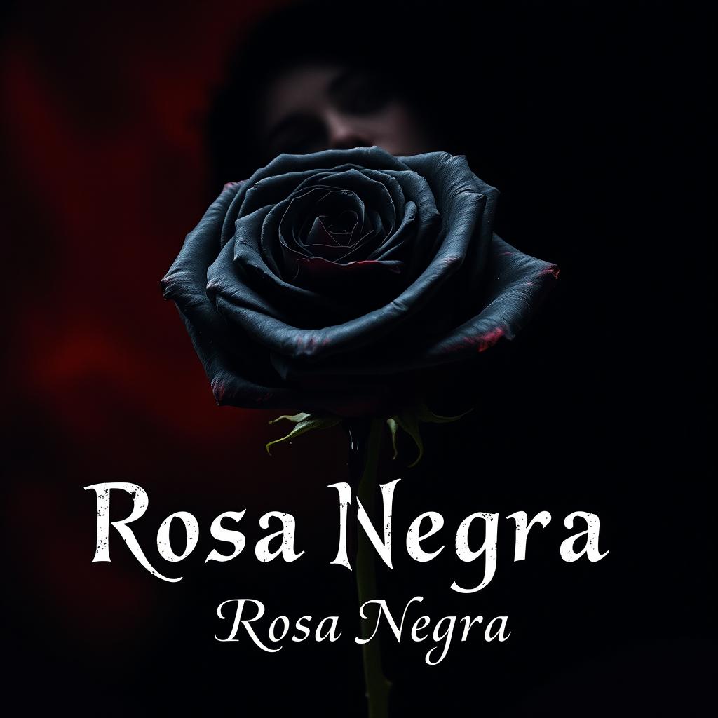 A dark and eerie book cover for a psychological horror novel titled 'Rosa Negra'