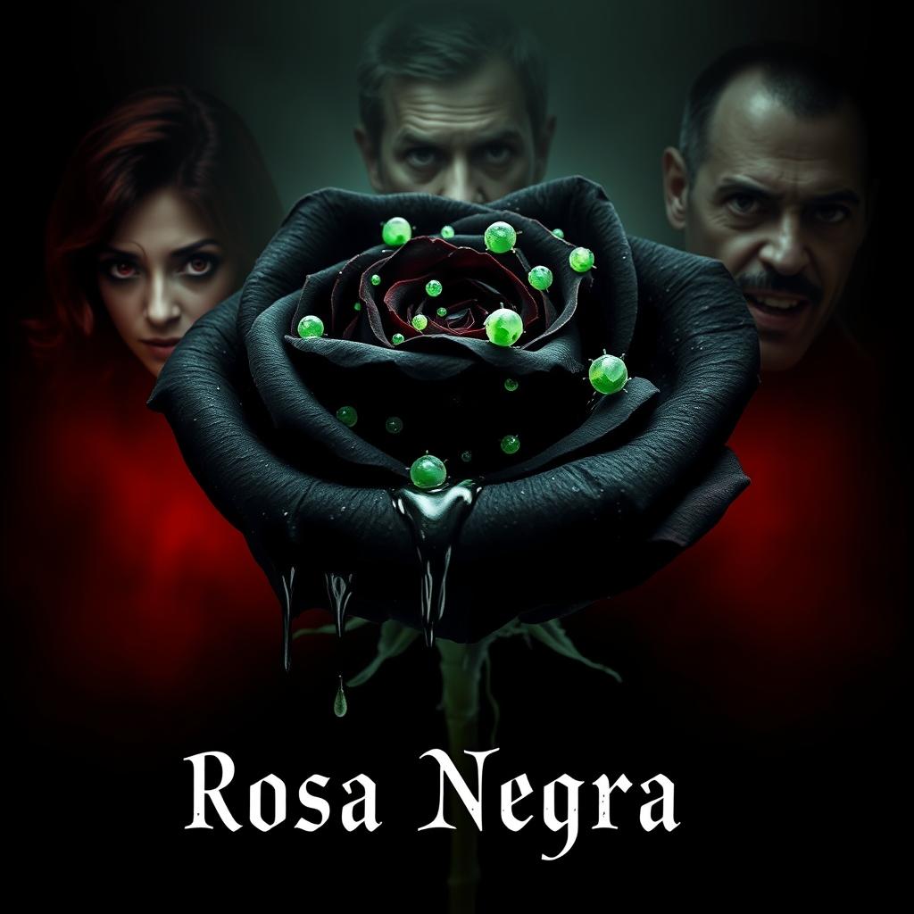 A dark and eerie book cover for a psychological horror novel titled 'Rosa Negra'