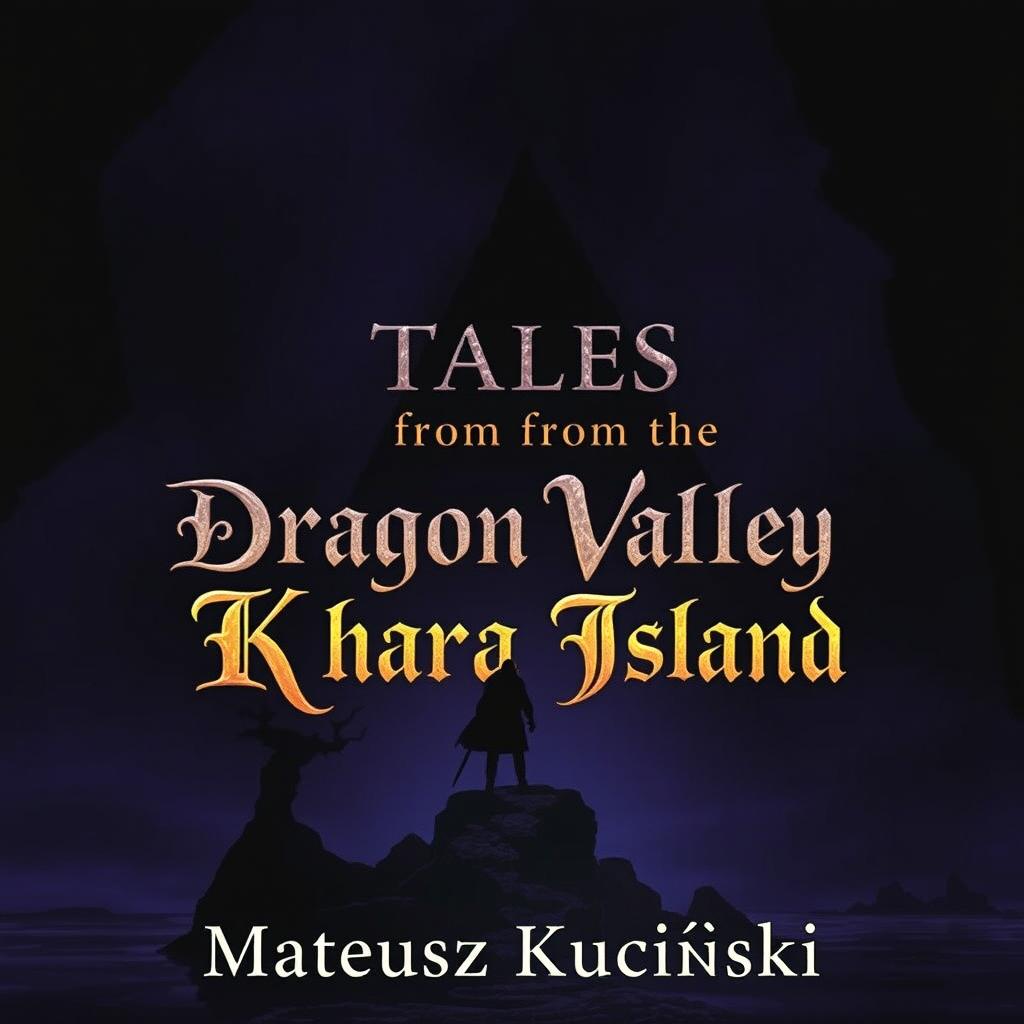 An enchanting dark fantasy themed book cover featuring a solitary human figure slightly to the left in the foreground, staring intently at the dark cave entrance ahead