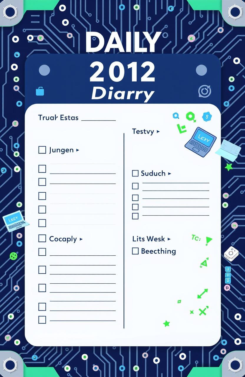 A digitally designed diary page layout specifically for a computer science student