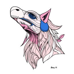 A digitally illustrated image featuring a beautifully revised line art drawing