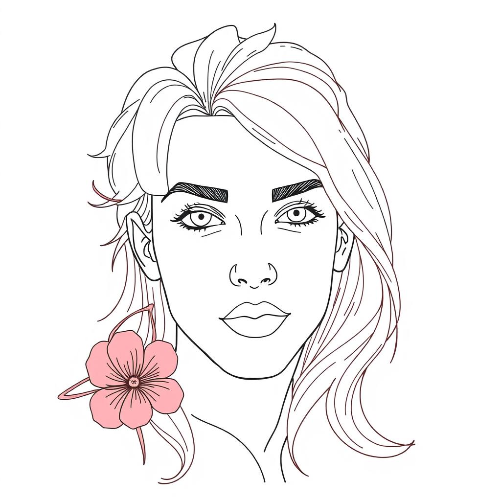 A digitally illustrated image featuring a beautifully revised line art drawing