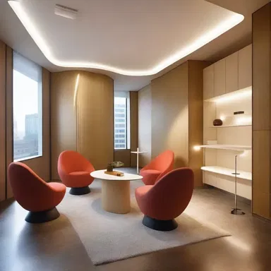 The architect created a unique space that catered to ametropic individuals, with furniture and lighting designed to enhance visual focus.