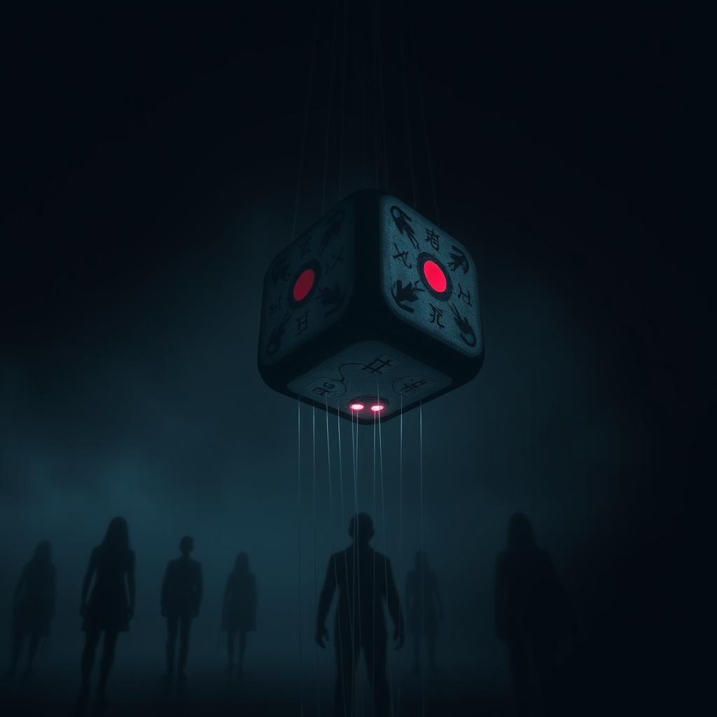 A cover design in a minimalist yet eerie style, featuring a dark, almost black background with faint digital glitches that create a sense of reality distortion