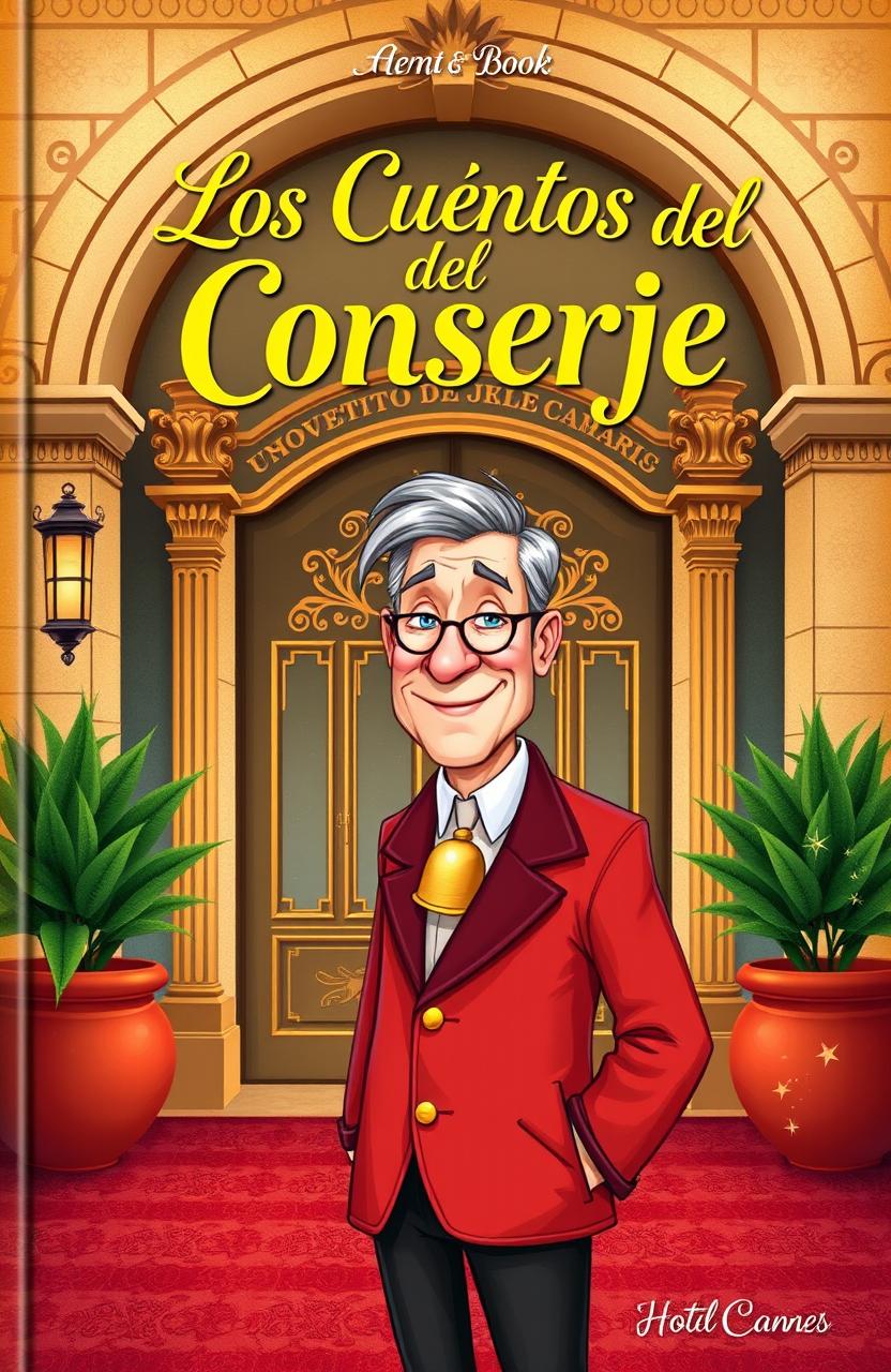 A whimsical illustration of a book cover titled 'Los Cuentos del Conserje'