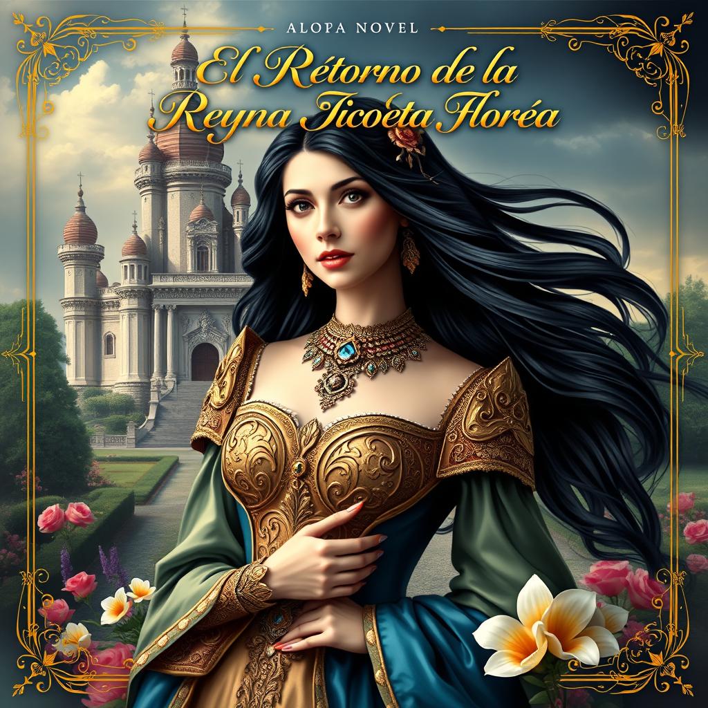 A beautifully designed book cover for a novel titled 'El Retorno de la Reyna Nicoleta Florea'
