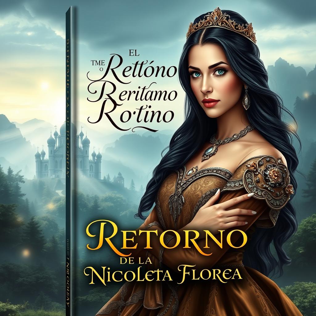 A captivating book cover design titled 'El Retorno de la Reyna Nicoleta Florea'